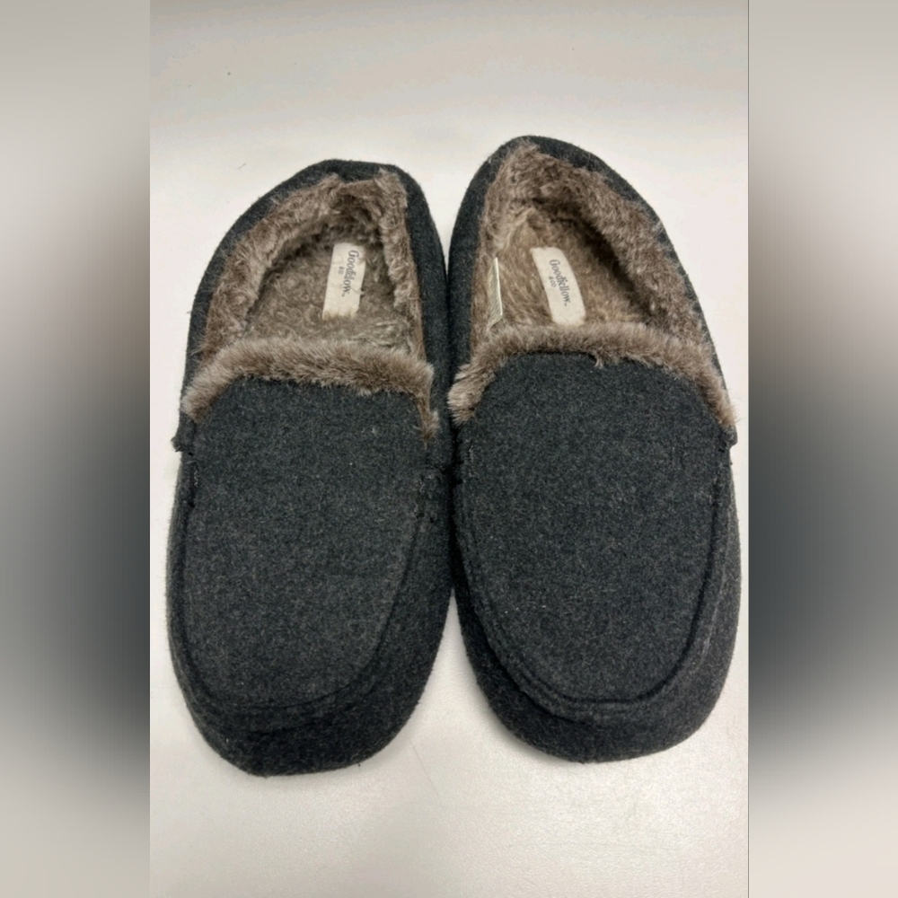 Goodfellow & Co Black Faux Fur Lined Loafer Slippers Size M 9/10 NWT BH